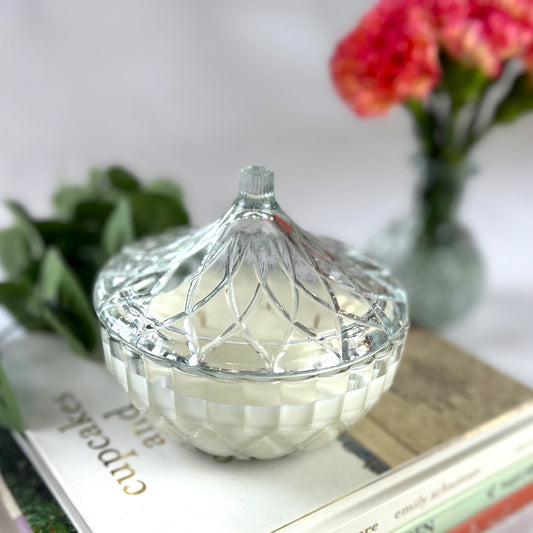 Fresh Laundry Candle in a Cut Crystal Bowl with Lid