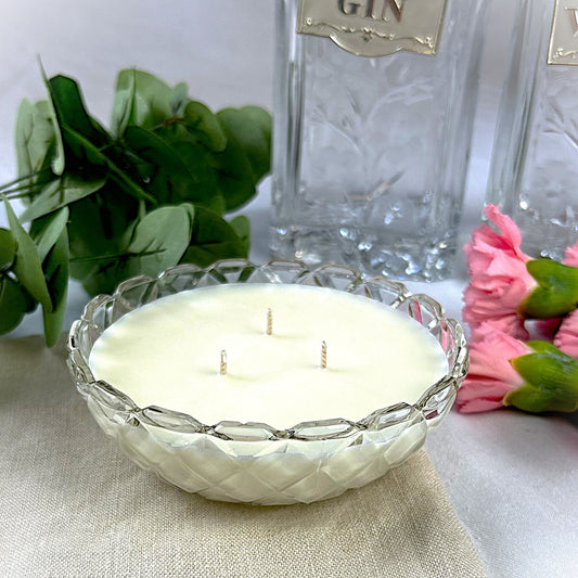 Fresh Laundry Candle in Cross Hatch Crystal Bowl