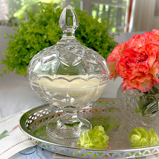 Tropical Volcano Candle in a Pedestal Bowl with Lid