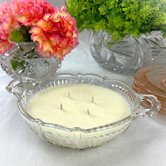 Vanilla Berry Fusion Candle in a Crystal Handled Candy Dish