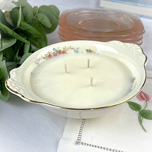 Vanilla Berry Fusion Candle in a Floral China Candy Dish