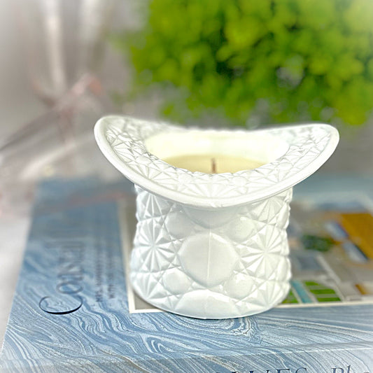 Twilight Lavender Candle in a Milk Glass Top Hat