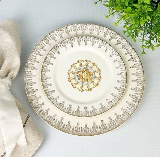 Greek Trim Gold Dinner and Salad Plates